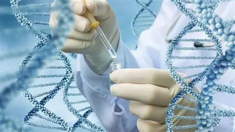 DNA testing laboratory analysis with scientist examining specimen
